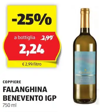 ALDI COPPIERE FALANGHINA BENEVENTO IGP 750 ml offerta