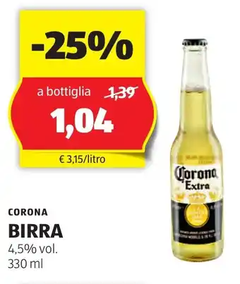 ALDI CORONA BIRRA 4,5% vol. 330 ml offerta