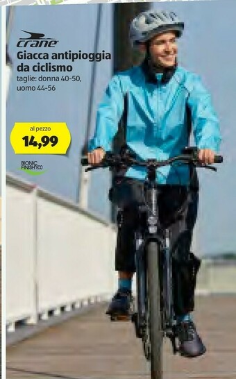 Crane Giacca Antipioggia Da Ciclismo Taglie Donna 40-50, Uomo 44-56 Al Pezzo Bionic