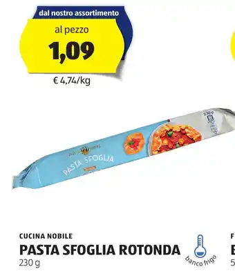 ALDI CUCINA NOBILE PASTA SFOGLIA ROTONDA 230 g offerta