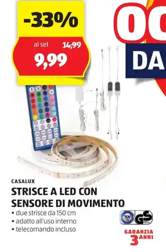 ALDI CASALUX STRISCE A LED CON SENSORE DI MOVIMENTO offerta