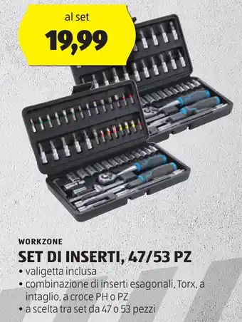 ALDI WORKZONE SET DI INSERTI, 47/53 PZ offerta