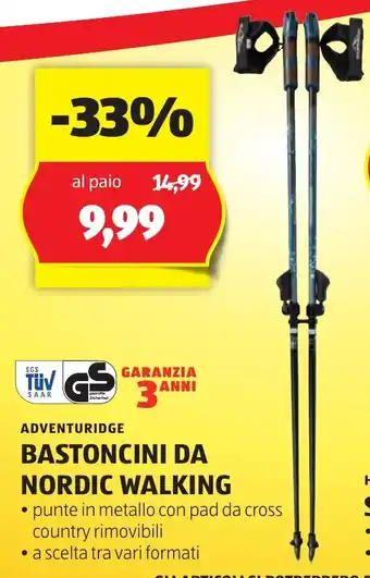 ALDI ADVENTURIDGE BASTONCINI DA NORDIC WALKING offerta
