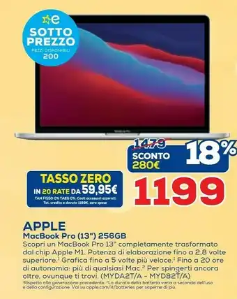 Euronics Apple Macbook Pro 13" offerta
