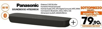 Expert Panasonic SC-HTB200EGK Con Cavo E Senza Cavo 2.0canali 80W Nero Altoparlante Soundbar offerta