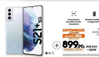 Expert Samsung Galaxy S21+ 5G 128 GB Display 6.7" Dynamic AMOLED 2X Phantom Violet offerta