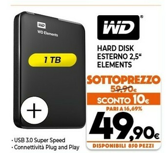 Western Digital Hard Disk Esterno 2.5 Elements