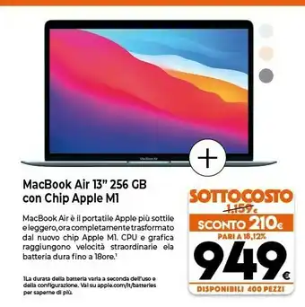 Expert Apple MacBook Air 13" (Chip M1 Con GPU 7-core, 256GB SSD, 8GB RAM) - Oro (2020) offerta