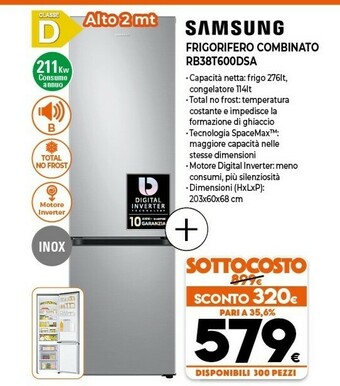 Expert Samsung RB38T600DSA Frigorifero Con Congelatore Libera Installazione 385 L D Argento offerta