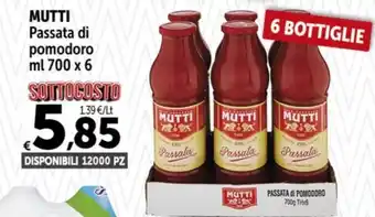 Carrefour Market MUTTI Passata di pomodoro ml 700 x 6 offerta