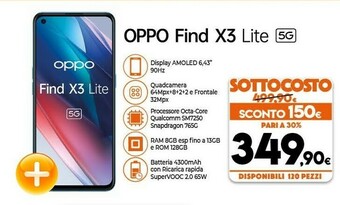 Expert Oppo Find X3 Lite Smartphone 5G, Qualcomm 765G, Display 6.43'' FHD+AMOLED, 4 Fotocamere 64MP, RAM 8GB ESPANDIBILE FINO A 13GB offerta