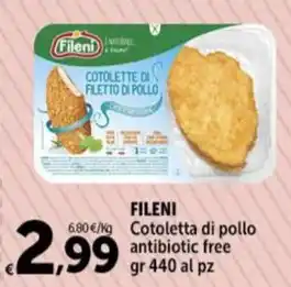 Carrefour Market FILENI Cotoletta di pollo antibiotic free gr 440 offerta
