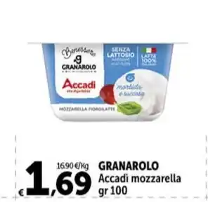 Carrefour Market GRANAROLO Accadi mozzarella gr 100 offerta