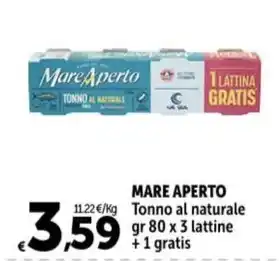 Carrefour Market MARE APERTO Tonno al naturale gr 80 x 3 lattine + 1 gratis offerta