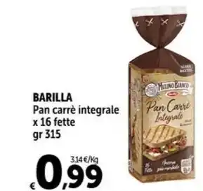 Carrefour Market BARILLA Pan carré integrale x 16 fette gr 315 offerta