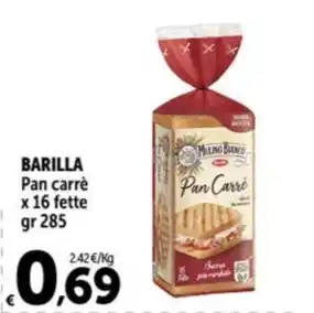 Carrefour Market BARILLA Pan carré x 16 fette gr 285 offerta