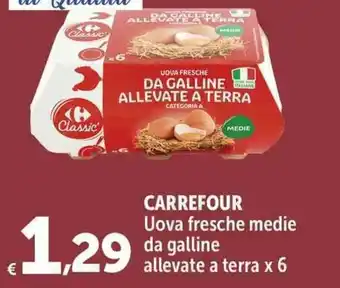 Carrefour Market CARREFOUR Uova fresche medie da galline allevate a terra x 6 offerta