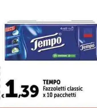 Carrefour Market TEMPO Fazzoletti classic x 10 pacchetti offerta