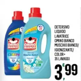 Despar DETERSIVO LIQUIDO LAVATRICE OMINO BIANCO MUSCHIO BIANCO/ IGIENIZZANTE/ COLOR+ 35 LAVAGGI offerta
