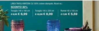 Iper La Grande Cá Linea Tavola Matera 100% Cotone offerta