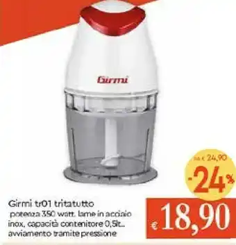 Girmi TR01 Tritaverdure Elettrico 0,5 L Rosso, Bianco 350 W