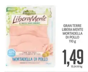 Supermercati Piccolo GRAN TERRE LIBERA MENTE MORTADELLA DI POLLO 110 g offerta