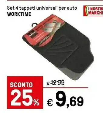 Iper La Grande Worktime Set 4 Tappeti Universali Per Auto offerta