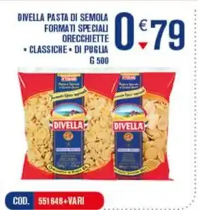 Adhoc DIVELLA PASTA DI SEMOLA FORMATI SPECIALI ORECCHIETTE CLASSICHE DI PUGLIA offerta