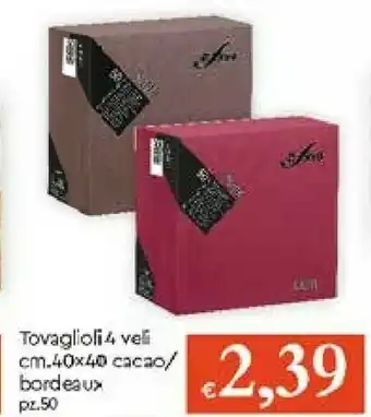 Galassia Infiore Tovaglioli 4 Veli Cacao/ Bordeaux offerta