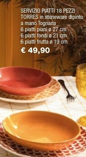 Iper La Grande Torres Servizio Piatti 18 Pezzi offerta