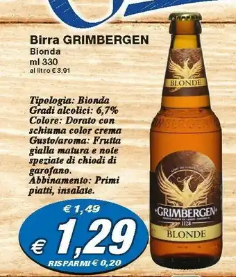 Prix Quality Grimbergen Birra Bionda offerta