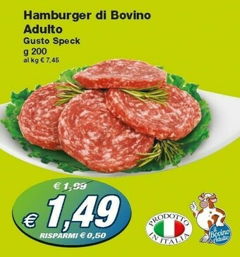 Prix Quality Hamburger Di Bovino Adulto Gusto Speck offerta