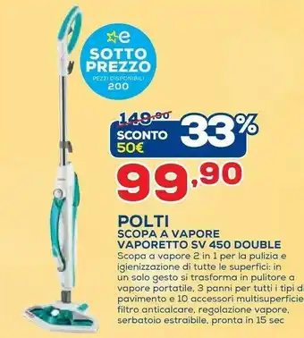Euronics Polti Scopa A Vapore Vaporetto Sv 450 Double offerta