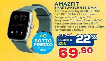 Euronics Amazfit Smartwatch Gts 2 Mini offerta