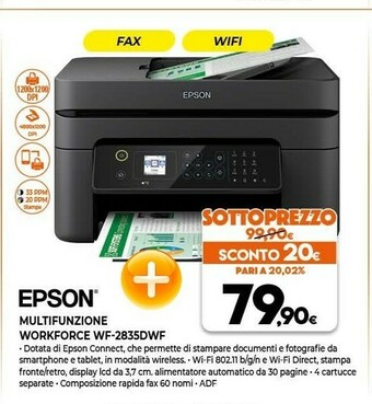 Expert Epson WorkForce WF-2835DWF Ad Inchiostro A4 5760 X 1440 DPI 33 Ppm Wi-Fi offerta