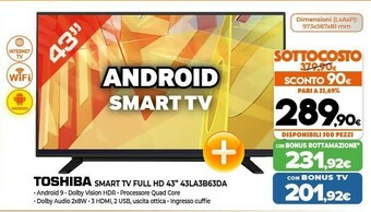 Expert Toshiba 43LA3B63DA TV 109,2 Cm (43") Full HD Smart TV Wi-Fi Nero offerta