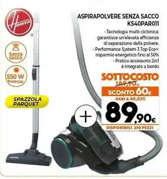 Expert Hoover KHROSS KS40PAR 011 1,8 L A Cilindro Secco 550 W Senza Sacchetto offerta