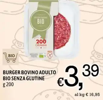 Famila Market BURGER BOVINO ADULTO BIO SENZA GLUTINE g 200 offerta