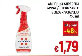 A&O AMUCHINA SUPERFICI SPRAY/ IGIENIZZANTE SENZA RISCIACQUO 750 ml offerta