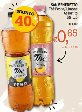 Famila Market SAN BENEDETTO Thè Pesca/Limone Assortito litri 1,5 offerta