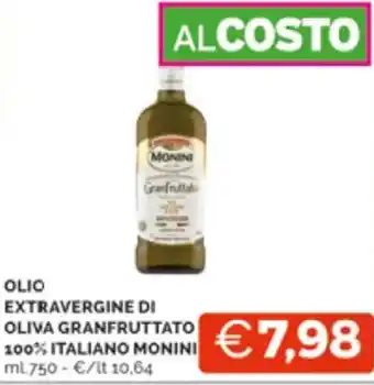 Mercatò OLIO EXTRAVERGINE DI OLIVA GRANFRUTTATO 100% ITALIANO MONINI ml 750 offerta
