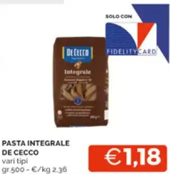 Mercatò PASTA INTEGRALE DE CECCO vari tipi gr.500 offerta