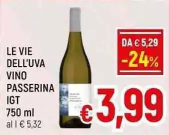 A&O LE VIE DELL'UVA VINO PASSERINA IGT 750 ml offerta