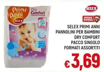 A&O SELEX PRIMI ANNI PANNOLINI PER BAMBINI DRY COMFORT PACCO SINGOLO FORMATI ASSORTITI offerta