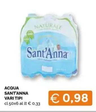 Maxisconto ACQUA SANT'ANNA VARI TIPI cl 50x6 offerta