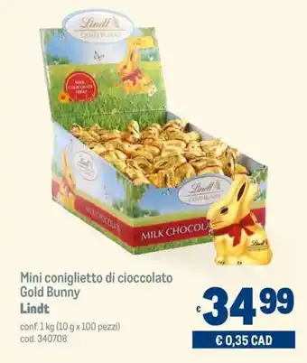 Metro Mini coniglietto di cioccolato Gold Bunny Lindt conf. 1 kg offerta