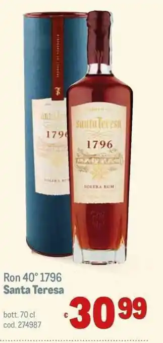 Ron 40° 1796 Santa Teresa bott. 70 cl