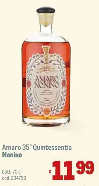 Metro Amaro 35° Quintessentia Nonino bott. 70 cl offerta