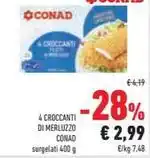 Conad 4 CROCCANTI DI MERLUZZO CONAD surgelati 400 g offerta
