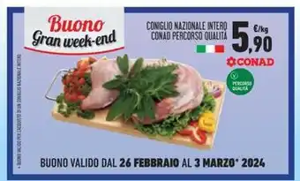 Conad CONIGLIO NAZIONALE INTERO CONAD PERCORSO QUALITA offerta